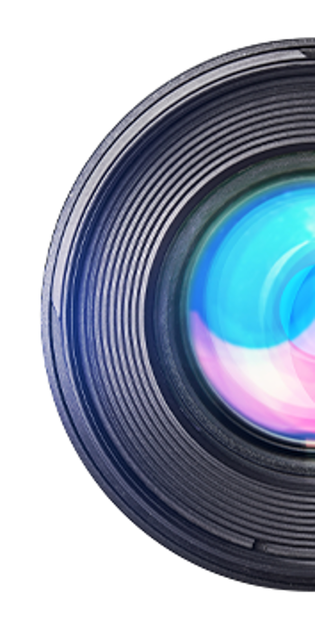 A graphic of half of a camera lens.